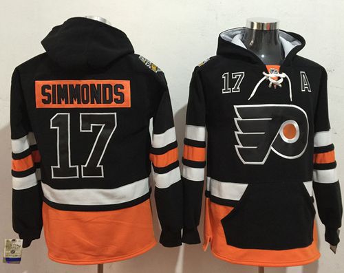 Flyers #17 Wayne Simmonds Black Name & Number Pullover NHL Hoodie - Click Image to Close